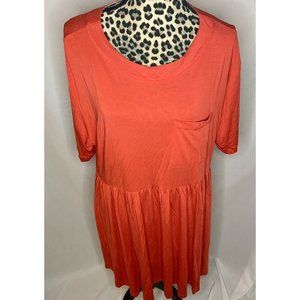 AGNES & DORA KAHLO CORAL POCKET STRETCH DRESS TUNIC WOMENS PLUS 2XL XXL